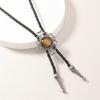 Unisex Southwest Inspired Bolo Tie Necklace Hip Hop Jewelry With Tribal Pendant And Practical PU Leather Metal Chain