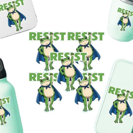 Portland Frog Protester Sticker Set Waterproof Vinyl Bumper Stickers Portland Rage Resistance Humor Frogs