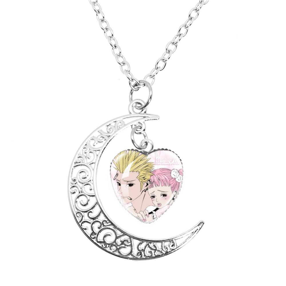 Anime Paradise Kiss Yukari Hayasaka Miwako Sakurada The Moon Necklace Glass Heart Shape Pendant Necklace Jewelry Charm Fans Gift