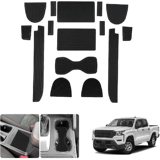 LUWU for 2025 2026 Frontier Accessories - for 2022 2023 2024 2025 2026 Nissan Frontier Pickup Truck Door Slot Mats Cup Holder Insert Coaster Center чёрный