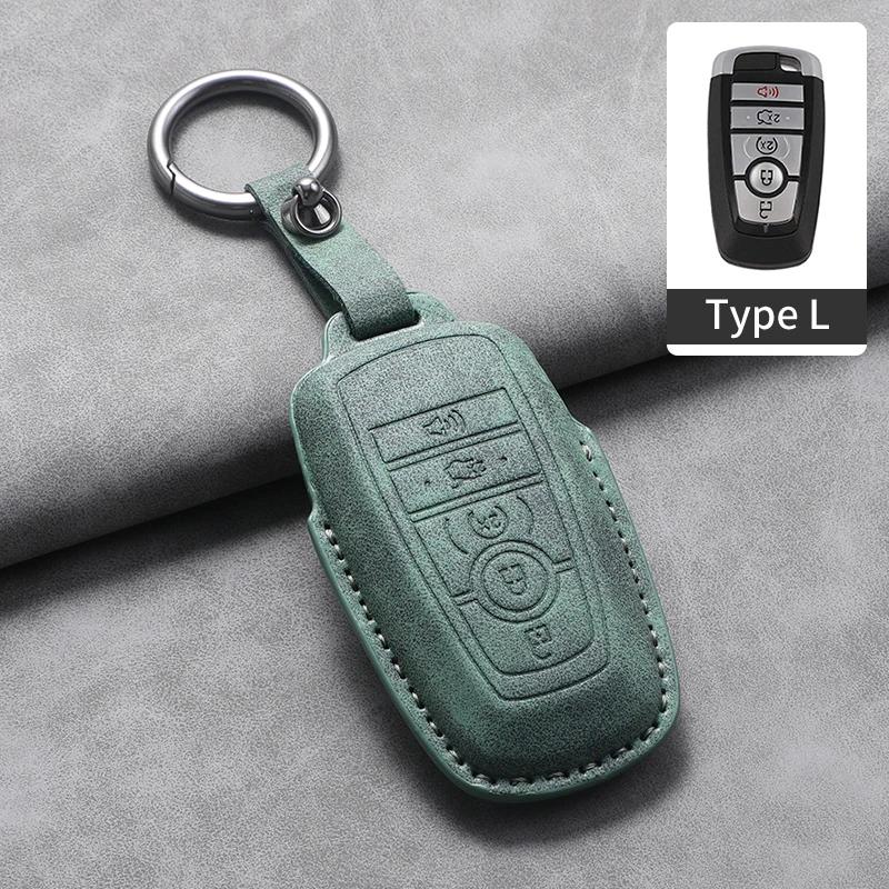 4 5 Tasten Leder Auto Schlüsselhülle Abdeckung Für Ford Fusion Mustang Edge Explorer Focus F150 F250 F350 F550 Escape für Lincoln Mondeo
