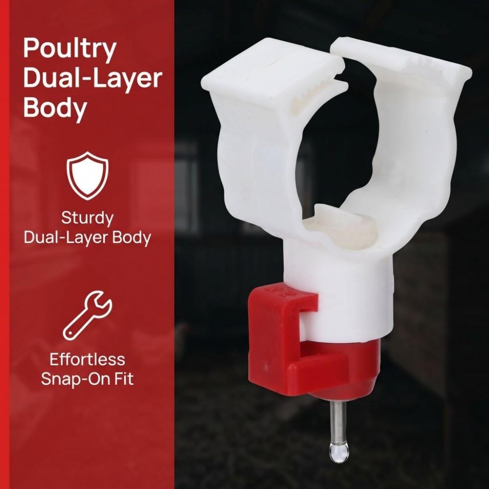 20Pcs Plastic Chicken Nipple Feeder Red & White Chicken Nipple Drinker Poultry Rearing