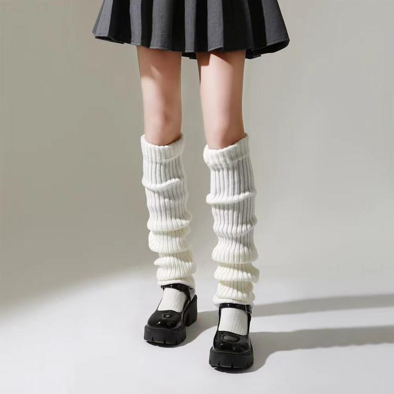 70cm Over Knee Japanese JK Uniform Leg Warmers Korean Lolita Winter Girl Women Knit Boot Socks Pile Up Socks Foot Warming Cover