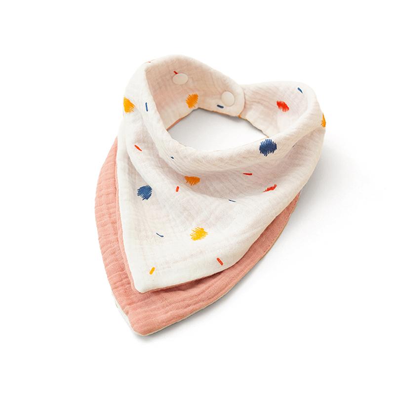 Neugeborenes Baby-Lätzchen, einfarbig, niedlicher Druckknopf-Lätzchen, weicher Baumwoll-Dreiecksschal, Säuglingsfütterung, Speicheltuch, Bandana, Spucktuch