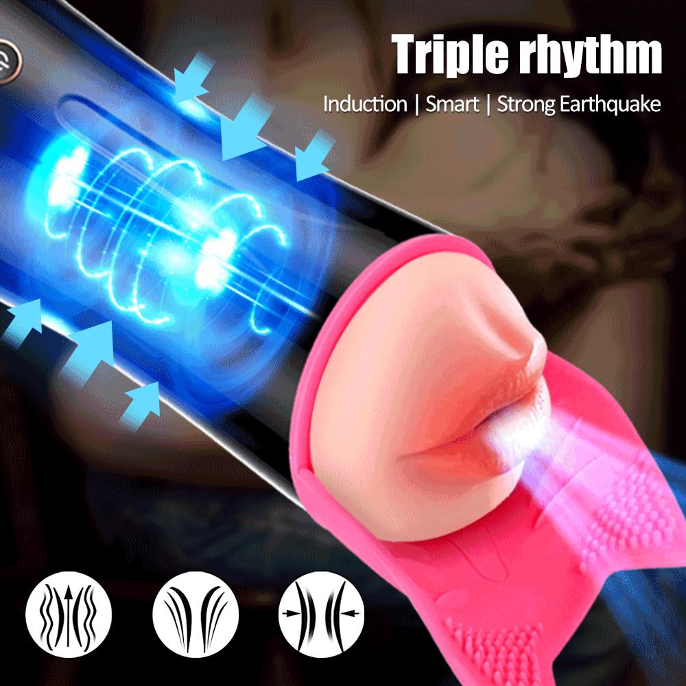 2 In 1 Automatic Masturbator Cup For Men Real Blowjob Machine Man Real Vagina Silicone Vibrator Masturbation Male Adult Sex Toy