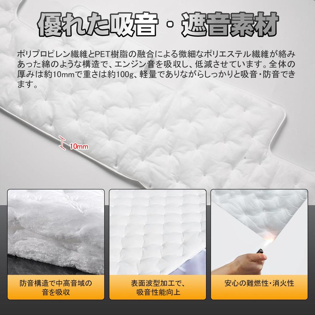 TELLIKA Soundproofing Mat for Toyota Alphard Vellfire Engine Soundproofing Bonnet Soundproofing Engine Hood Insulating Engine Noise Noise Sponge