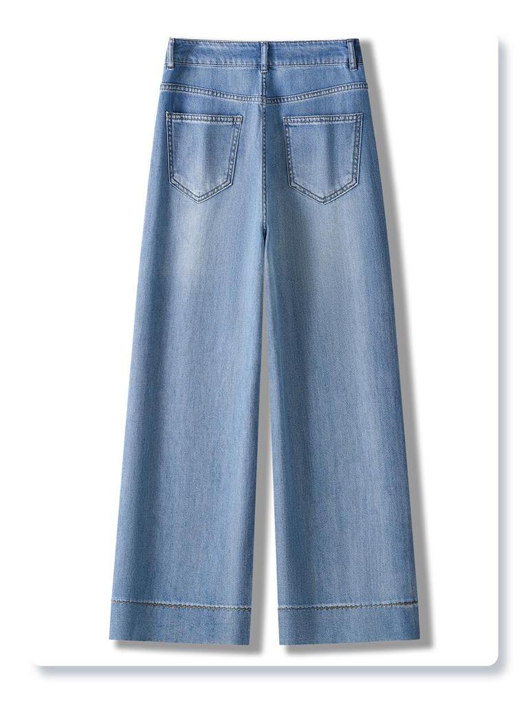 Women's Light-Colored Wide-Leg Jeans: Petite, Slimming, Straight-Leg Nine-Point Pants for Summer 2025