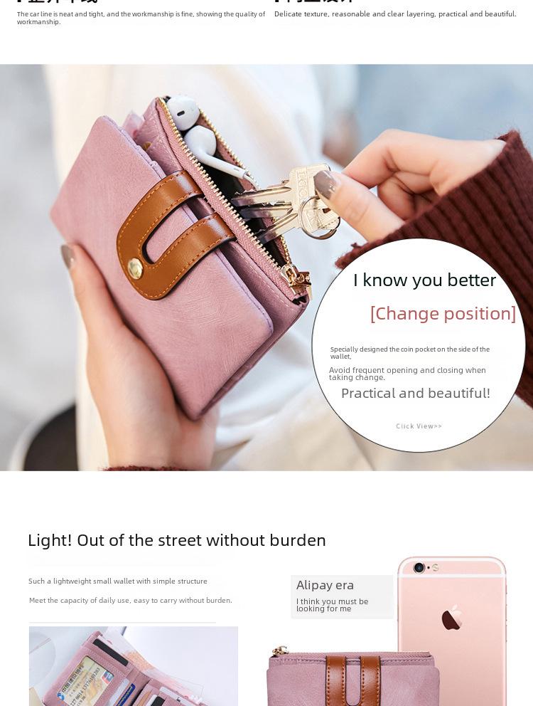 Xiangyin Leather 2024 Korean Women's Short Wallet - Simple, Trendy, Bi-fold Design for Students