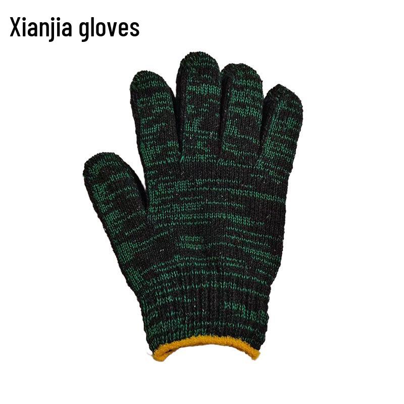 Dirt-Resistant Black & White Flower Thickened Work Gloves, Wear-Resistant Pure White Labor Protection Gloves