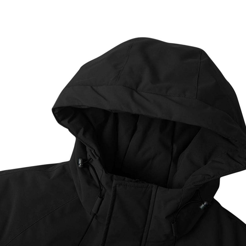 Men's And Women's Casual Solid-color Warm Graphene Hooded Cotton-padded Jacket, Men's Outdoor Large Pocket Workwear Thickened Down Jacket