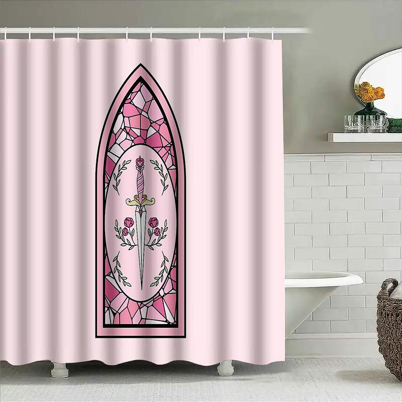 Gothic Rose Shower Curtain Dark Academia Floral Decor Vintage Aesthetic Bathroom Set Home Decor Wall Hanging Tapestry Room Divid