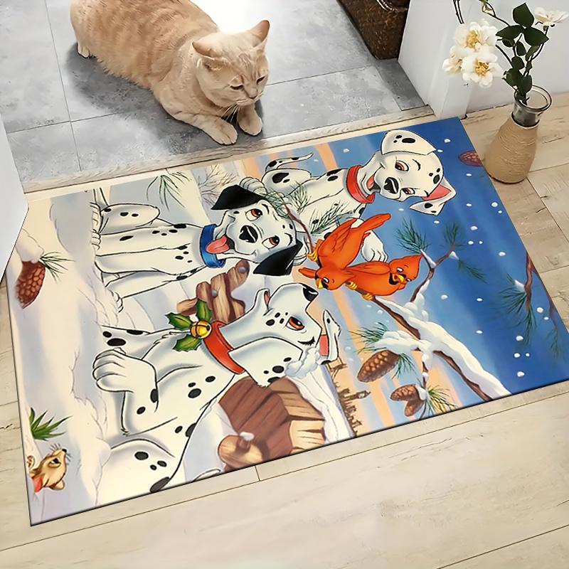 Dalmatian Puppies Winter Scene Carpet Rug Soft Washable Anti Slip Home Living Room Sofa Mats Personalized Christmas Rug