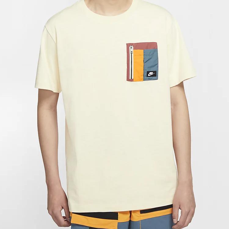 Nike Sportbekleidung Reißverschlusstasche Design Kurzarm T-Shirt Herren Tops Fossilgrau CZ8671-208