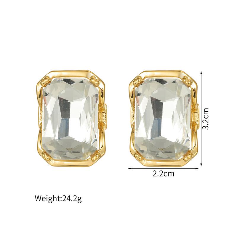 18K Gold Geometric Zircon Square Ring - Fashionable Stainless Steel Jewelry for Women