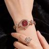 with Adjustable Bracelet Circle Shaped Watch Rhinestone Wrist Decoration Quartz Watches  Women Girl