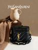 YSL Čierna krabičková taška cez rameno - Zlaté logo PU kožená kabelka s nastaviteľnou retiazkou, Konvertibilná crossbody taška na každodenné bežné použitie, Luxusný darček pre ženy