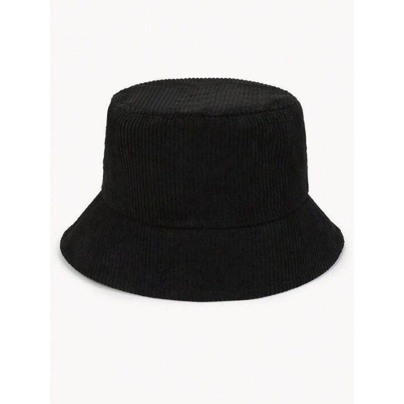 Thick Corduroy Simple Wide Brim Warm Bucket Hat
