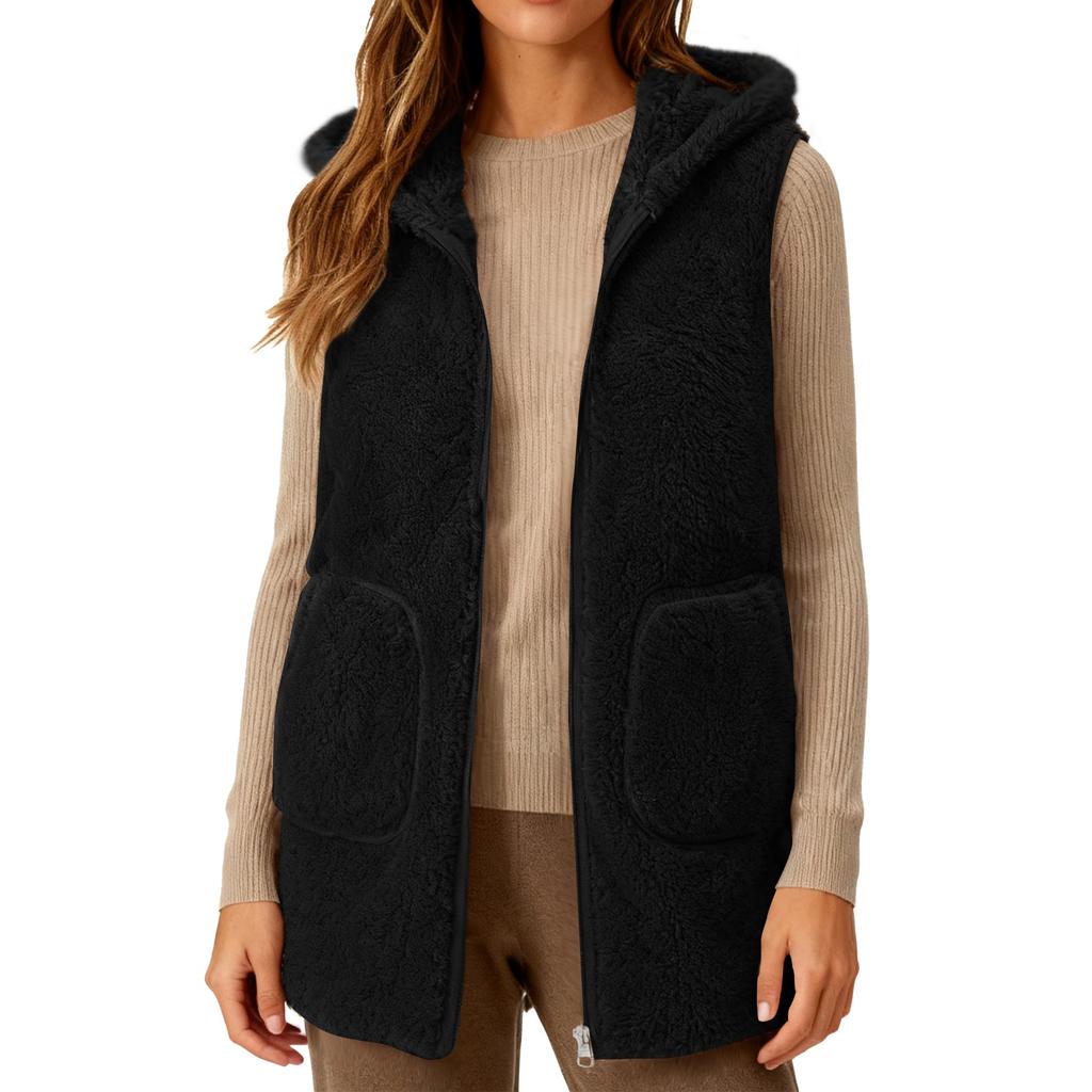 Women's Fall And Winter Temperament Double-Sided Coral Velvet Thickened And Padded Warm Plus Size Waistcoat Vests
