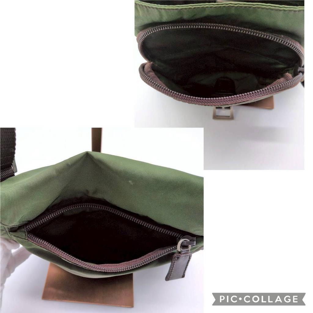 PRADA Tessuto Nylon Shoulder Messenger Bag Crossbody Khaki Dark Green Triangle Logo Plate