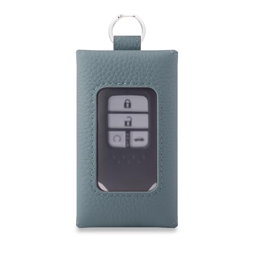 

COGURE Smart Key Case, Genuine Leather with Window, Carabiner Ring, Unisex, COSKC, Medium, Blue Ring, Gift Box