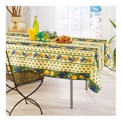 Provençal Tablecloths - LINEN PROMO - Lemon - Polyester - 240 X 150 Cm - Green