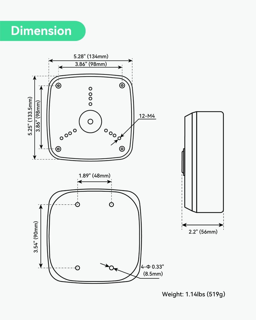 LINOVISION EOC Outdoor Mounting Aluminum IP66 Waterproof Junction Compatible with EOC Transmitters and Various Cameras Box Transmitter/Camera Box,