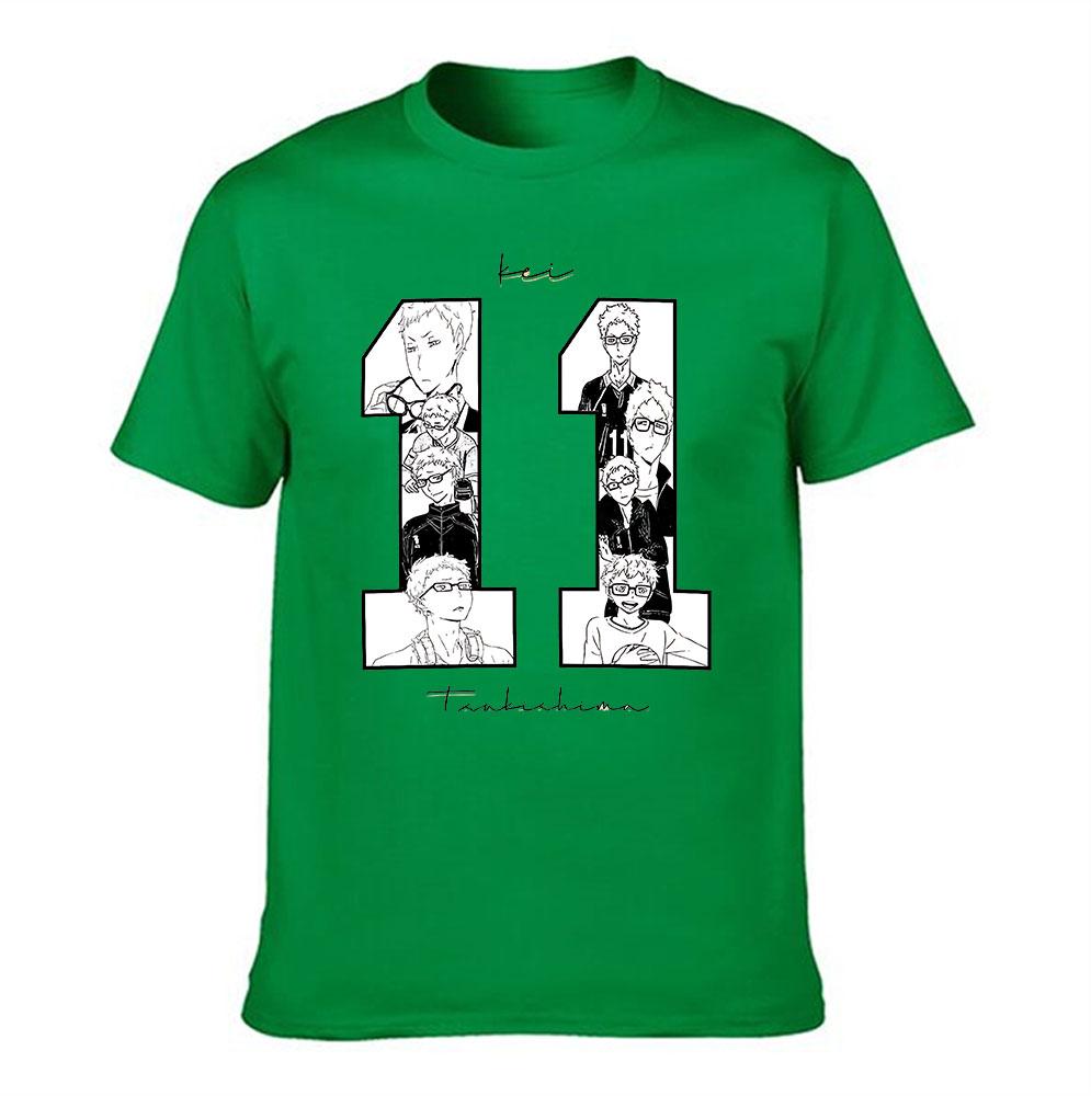 Unisexs Cotton Tshirt Kei Tsukishima Haikyuu Anime Print Short Sleeve Casual Top for Anime Fans