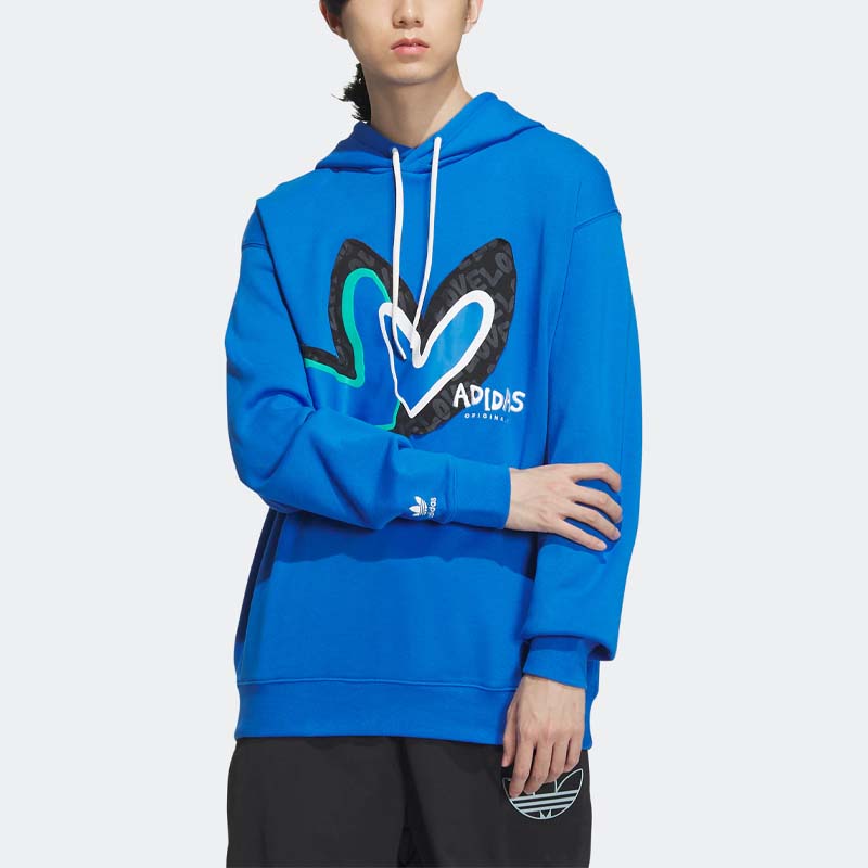 Adidas Originals Clover Special Edition Love Logo Hoodie Unisex Tops Blue IK8650
