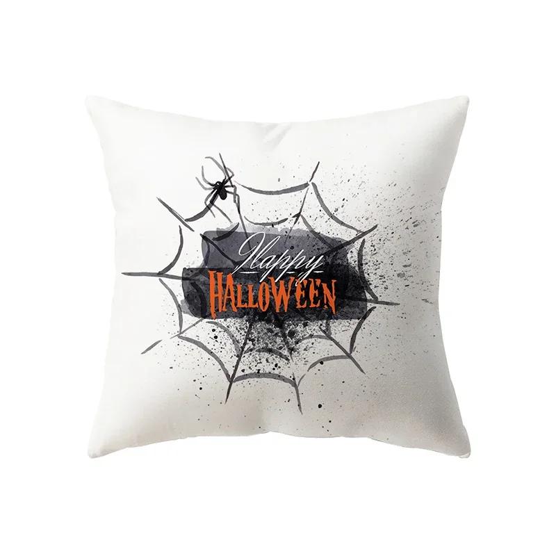 Halloween Theme Horror Pumpkin Bat Print Pattern Cushion Cover Home Living Room Sofa Decoration Polyester Pillow