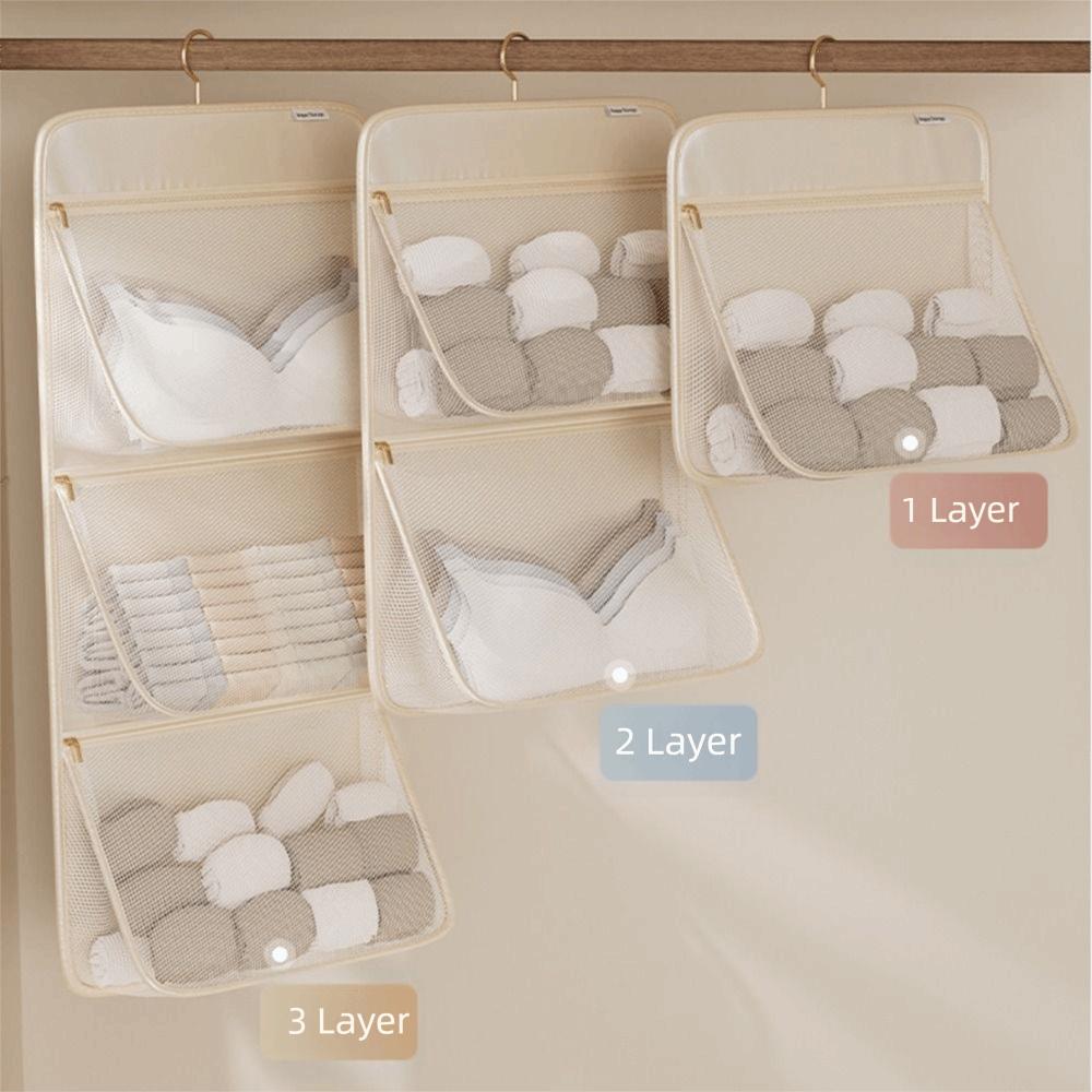 Zippered Hanging Clothes Organizer Large Capacity Closet Socks Dispenser  Home Wardrobe
