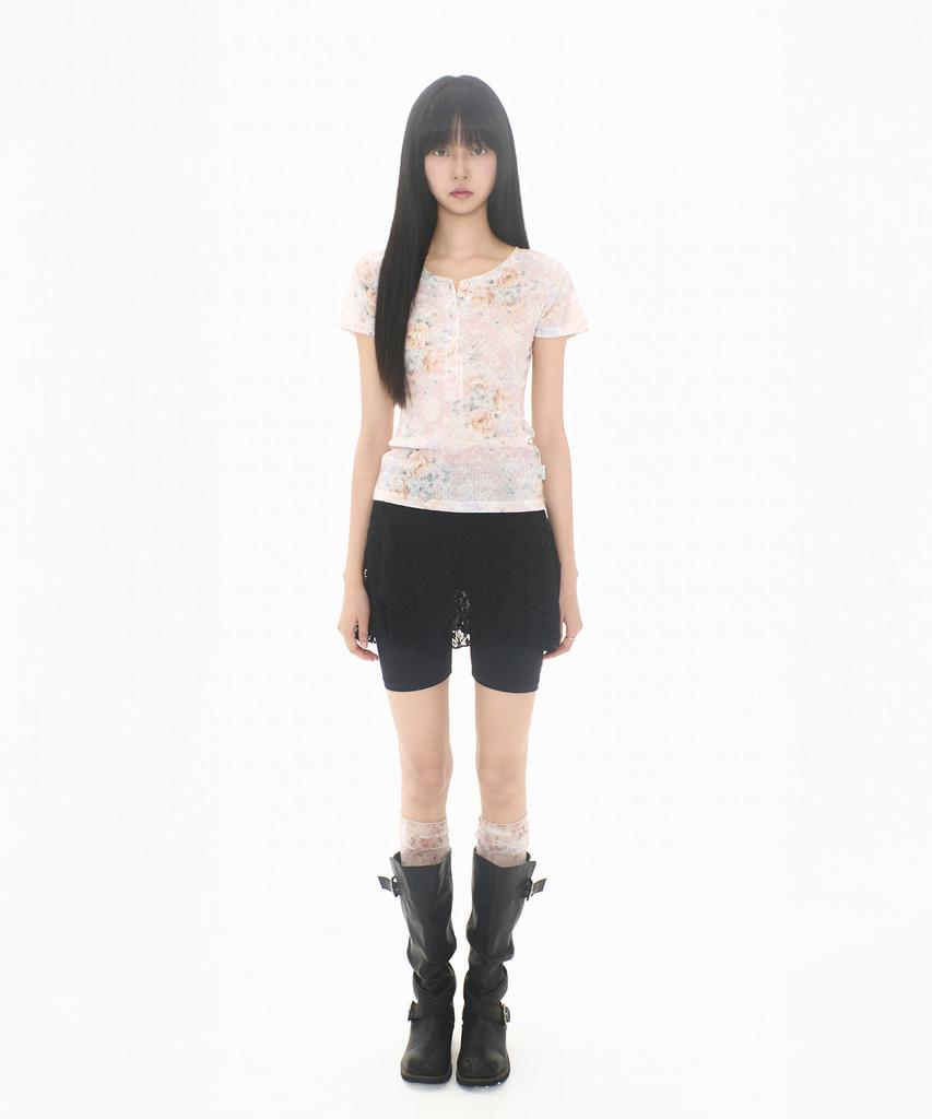 Mileko Flower Button T Pink