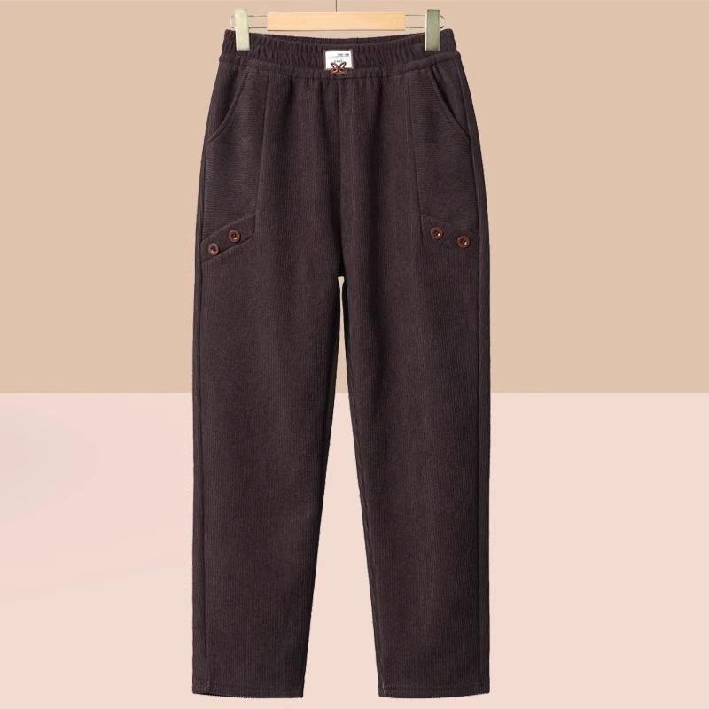 2024 New Style Plus Velvet Thick Slimming Harem Pants for Middle-Aged Women: Autumn/Winter Fashion