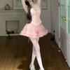 Womens Sweet Heavy-duty 2 Piece Set Floral Corset Crop Top Flared Mini Skirt 2025