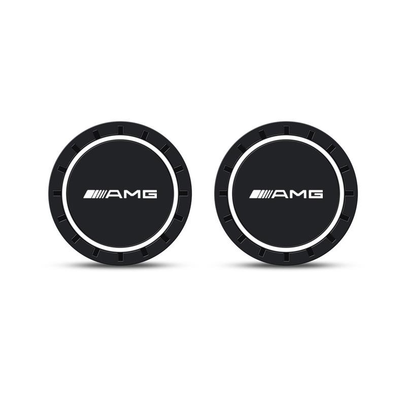 GZB4 2Pcs Silicone Car Water Cup Coaster Pad Anti-slip Cup Mat For Mercedes Benz AMG W203 W205 W206 W211 W212 W220 W201 W210 Sticker