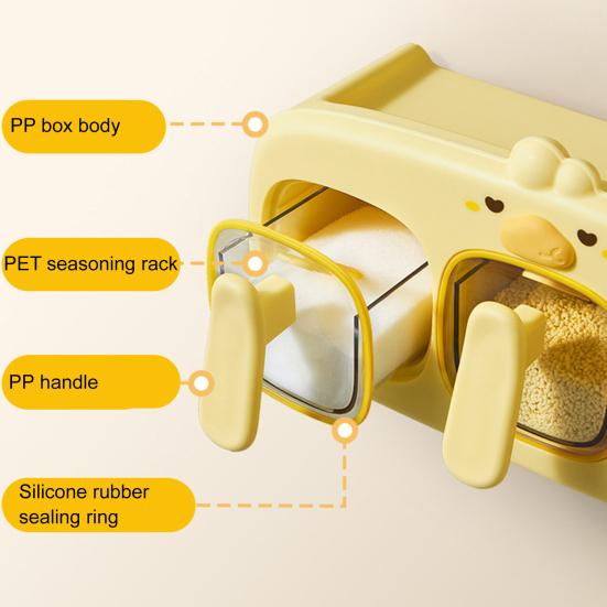 Nástěnný stojan na koření s lžičkou Průhledný vzduchotěsný dávkovač koření Multifunkční krabička na koření Nádoba Kuchyňský úložný organizér