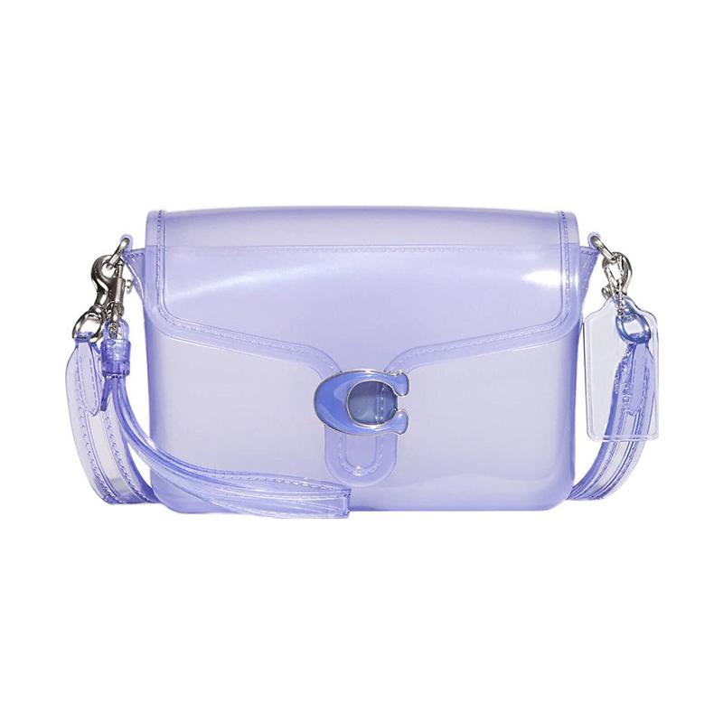 

COACH Tabby Series 22 solid color transparent push lock opening jelly bag shoulder crossbody bag small size women s light purple фіолетовий
