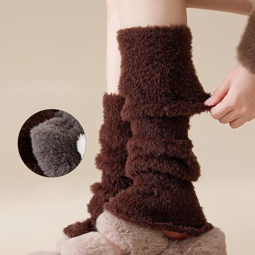 Y2K Lolita Stiefelstulpen Elastische Mittelschaftsocken Trendige Korallenfleece Fußabdeckung Herbst/Winter