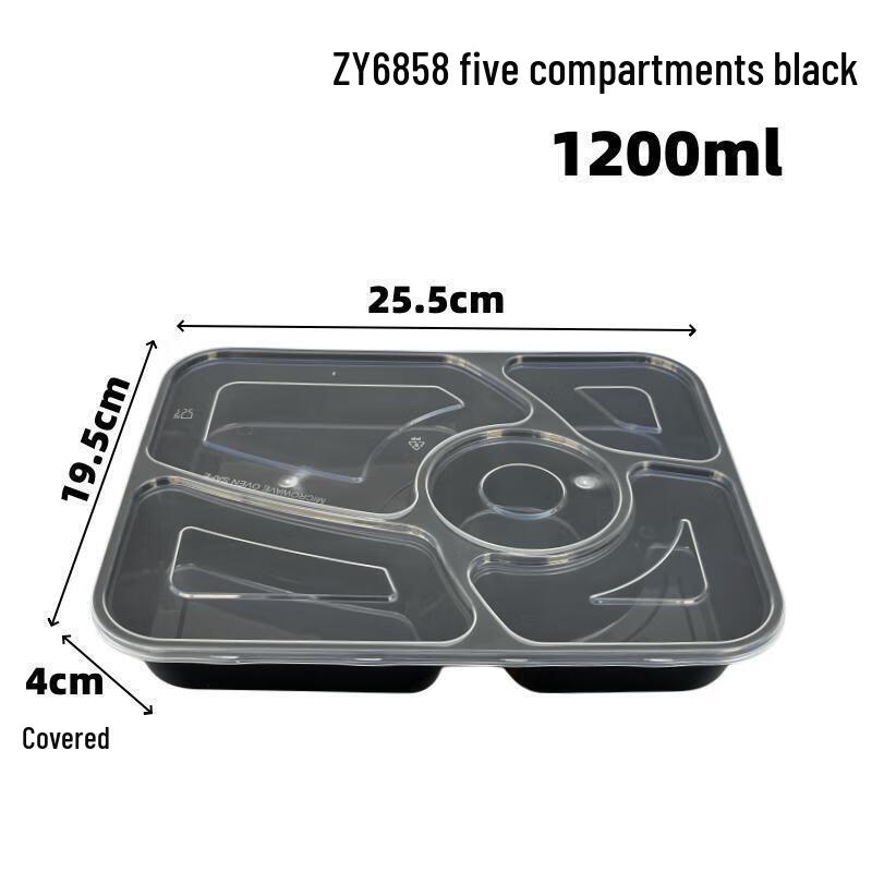

HANDUNYOU Disposable 5-Compartment Rectangular Food Containers