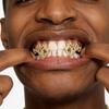 Grillz en laiton Micro Pavage Zirconium Cubique Gauche et Droite Plaqué Or Crocs Dents Grillz Bling Halloween Vampire Cosplay Rapper Bouche Mode Déco