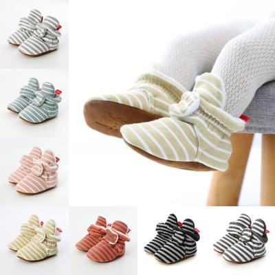 Baby Herbst- und Wintergestreifte Warme Weiche Sohle Lauflernschuhe Für Neugeborene Vorschuljungen und Mädchen im Alter von 0-1 Jahren Können Baumwollschuhe Tragen