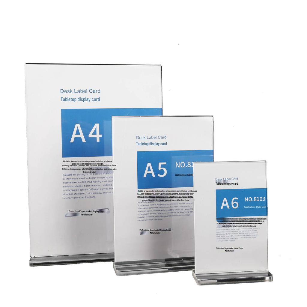 Double-Sided Acrylic Table Card Stand - T-Shaped Transparent 3D Display for Menus and Price Lists