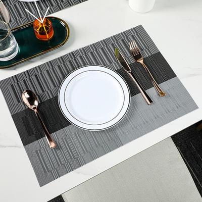 Yousheng PVC-Tischset mit hitzebeständigem schwarzen Streifen, japanische rutschfeste Tischmatte für Esszimmer, Küche, Hotel, wasserdicht, ölabweisend, wiederverwendbares Esszimmer-Tischset