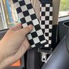Checkered Jacquard Seat Belt Shoulder Pad Cover - Black and White