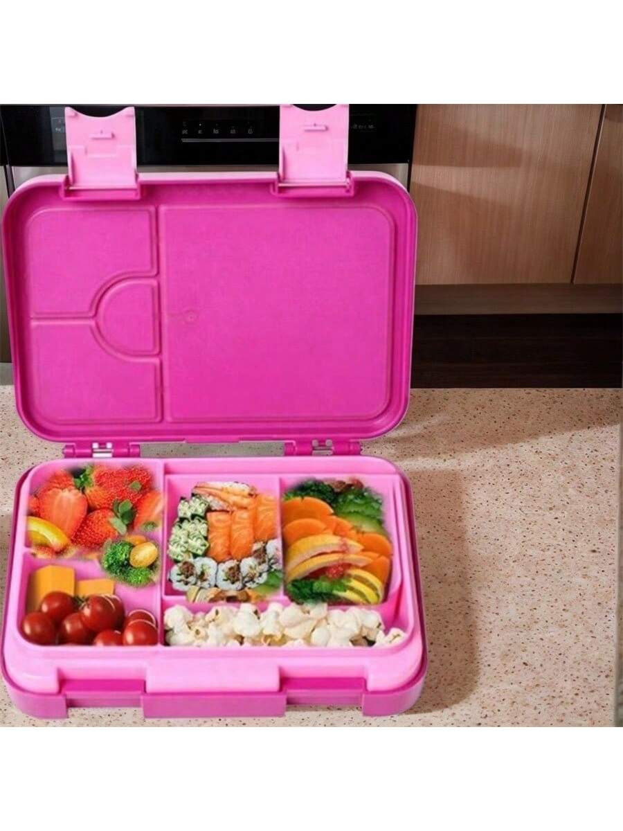 

1 шт. ланч-бокс bento с шестью отделениями и съемными перегородками, портативный студенческий ланч-бокс, подходит для возвращения в школу красный