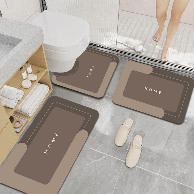 3-Piece Simple Bathroom Rug Set, Non-Slip, Rectangular Bath Mat for Kitchen, Entryway, Home Decor - All Season Use