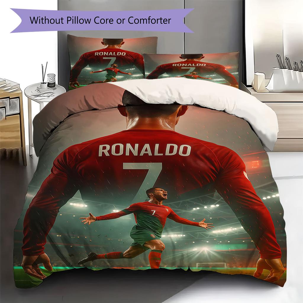 Biancheria da letto con motivo CR7 Cristiano Ronaldo, Set copripiumino Federa Regalo di Compleanno per la Casa(1 * copripiumino + 2 * federa, senza nucleo)