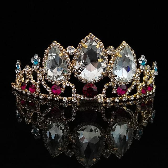 New Colorful Crystal Crown Wedding Bridal Women 'S Hair Accessories For Girls Birthday Fashion Headdress Bride Tiara Clip