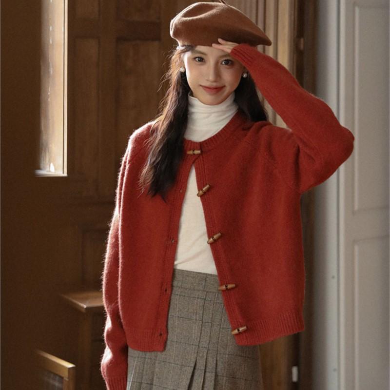 Johnature Japanese Antique Retro Lazy Style Horn Button Soft Glut Women Casual Loose Simple All Match Coats