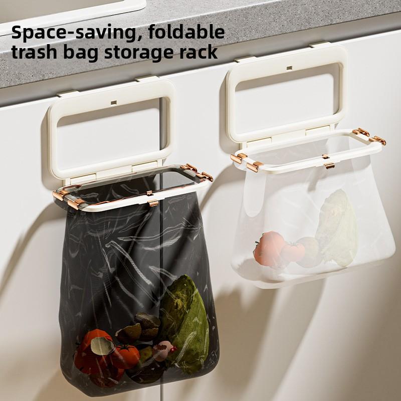 Kitchen Folding Garbage Bag Hanger, Bathroom Garbage Rack, Household Kitchen Cabinet Door, Wall-mounted Trash Can, Plastic Bag Hanger