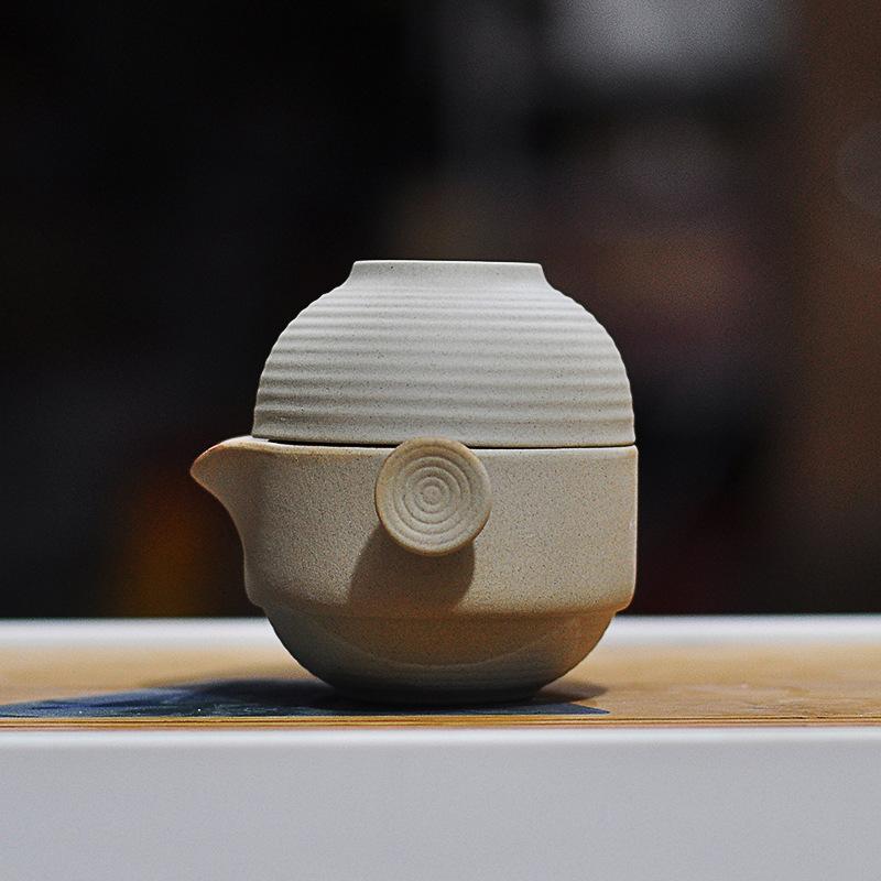 

Simple rough pottery express cup one pot one cup one person Japanese travel portable office kungfu tea set teapot